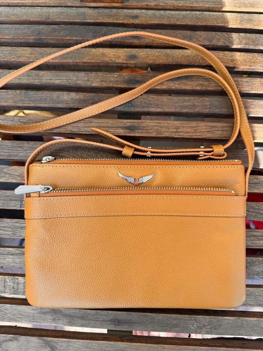 Zadig & Voltaire Stella Wings Grained Leather Crossbody Brown